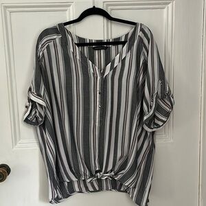 Addition Elle Striped Summer Blouse with tie front. Like new.